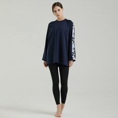 hmus 女款寬鬆圖案印花防曬長袖T恤, 混色