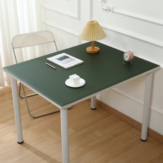 Brivew Re-table 雙面防水皮革長方形餐桌墊 + 防滑貼紙 10p 組, 2000 x 900 mm, 橄欖綠 + 淺灰色, 1套