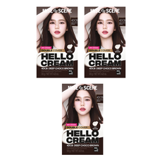 미쟝센 헬로크림 더블커버 새치 염색제, 딥초코브라운, 3개
