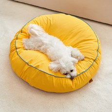 狗狗貓咪麻糬圓形坐墊, 新潮黃, 1個