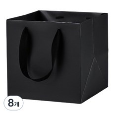 마켓감성 컬러 와이드 정사각 쇼핑백 대, 블랙, 8개