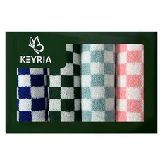 Keyria 精梳棉設計擦手毛巾 4種禮盒組, 1套, 藍色 + 綠色 + 薄荷綠 + 粉紅色