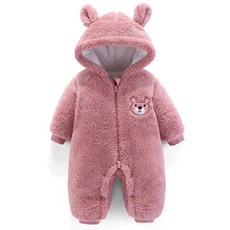 Mom's care 小熊連帽冬季新生兒宇航服