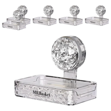 超級工廠 川紋吸盤肥皂架 透明色 6個 免打孔設計 浴室收納好幫手