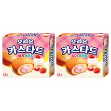 오리온 카스타드 딸기 생크림 12p, 276g, 2개