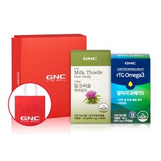 GNC 밀크씨슬 원데일리 600mg x 60p + 알티지 오메가3 600mg x 60p + 쇼핑백 세트, 120정, 1세트