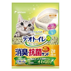 unicharm pet Deo-toilet 清新消臭 一月間消臭抗菌貓砂, 2L, 1包
