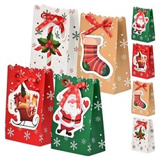 포포팬시 크리스마스 미니 구디백 4종 x 2p 세트, 화이트, 레드, 브라운, 그린, 1세트