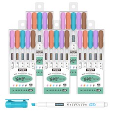 PENMAX 溫和純熒光筆 5 種 x 5p 套組, 棕色、淺紫色、朱紅色、煙藍色、洋紅色, 1套