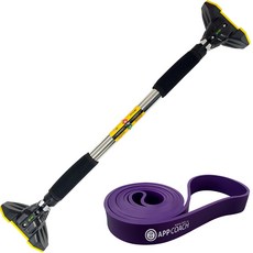 Bfit 安心單槓 高級型 + 拉力帶, 黃黑色(引體向上桿) + 紫色(拉力帶)