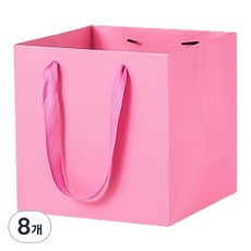 마켓감성 컬러 와이드 정사각 쇼핑백 대, 핑크, 8개
