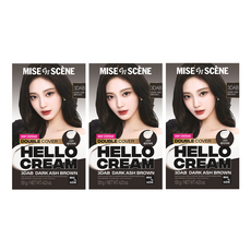미쟝센 헬로크림 더블커버 새치 염색제, 다크애쉬브라운, 3개