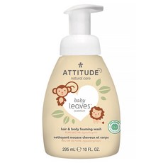 ATTITUDE 艾特優 嬰幼兒2合1泡沫洗髮沐浴露 梨花蜜 0歲以上, 295ml, 1瓶