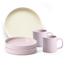 프렐류드 마틴 브런치세트A 5p, 핑크, 아이보리, 접시 16cm 2p + 21cm + 머그컵 330ml x 2p