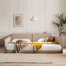 삼익가구 루시 LED 수납 저상형 패밀리 침대 프레임2p + 가드2p + 라텍스 7존 독립스프링 매트리스2p 세트 방문설치, 베이지(프레임,가드), 그레이(매트리스)