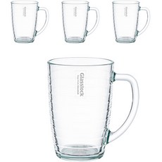Glasslock 格拉氏洛克 韓國製耐熱強化玻璃條紋馬克杯 460ml, 透明, 4個