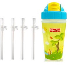 fisher-price 費雪 保溫吸管杯+替換吸管 4支組, 混色, 285ml, 1組