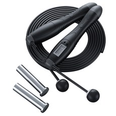 BBEDA 2in1 有線無線兩用數位跳繩, 黑色, 1個