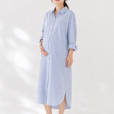 아이캔심플 산뜻한 오버핏 스트라이프 임산부 셔츠원피스