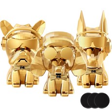D.O.G 車用空氣清新劑 絲帶鬥牛犬+杜賓犬+貴賓犬組 金屬金 黑櫻桃+防滑墊 3入, 1套