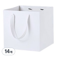마켓감성 컬러 와이드 정사각 쇼핑백 중, 화이트, 14개