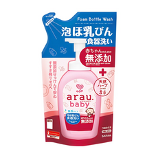 SARAYA arau 愛樂寶 無添加奶瓶奶嘴清潔泡泡補充包, 100%植物油, 天然界面活性劑, 易於沖洗, 不含人造清潔劑, 泡沫泵裝, 450ml, 1包