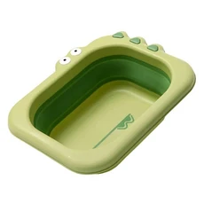 babyhood 鱷魚折疊小臉盆 可愛卡通造型 環保材質 省水, 綠色, 1個