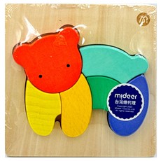 mideer 木質積木拼圖 小熊, 6片, 1組