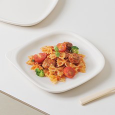 TACKAON 幼兒用方形Ecozen日常盤 L, 1個, 象牙白