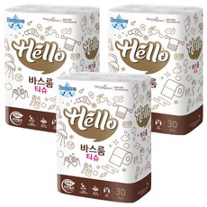 Hello Tissue 純優質天然紙漿3層衛生紙 30m, 30卷, 3個