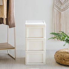 아이리스 S 슬림 서랍장, 화이트, 3단