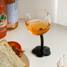 심플생활 꽃하이 와인잔 블랙, 200ml, 2개