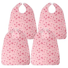 Derhappy 成人防水蝴蝶結按扣式圍兜, 粉紅色, 4個