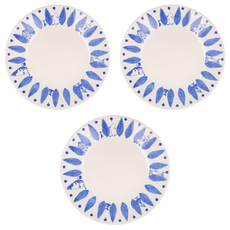 yamaka 山加商店 陶瓷沙拉盤3件組 日本產, 3件組沙拉盤(17 x 4.5cm), 白色 + 藍色, 1組