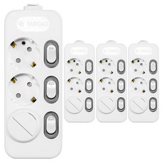 SURGIO 3 個獨立多頭開關 + 安全蓋 DH-2039-RT, 3m, 混色, 4組