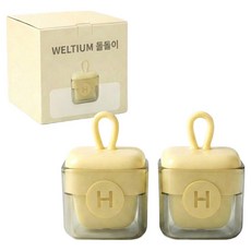 Welltium 便攜式迷你黏性滾輪 衣物除塵滾筒, 2個, 奶油色