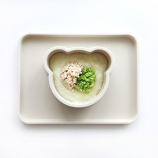 2deco 矽膠你好熊副食品餐盤, 燕麥象牙白, 單品