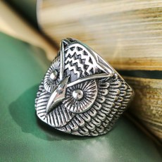 노이드비 남성용 써지컬스틸 고급엔틱부엉이 주물반지