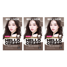 미쟝센 헬로크림 더블커버 새치 염색제, 애쉬브라운, 3개