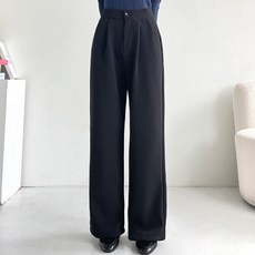 jalbba jean 女款正式風打褶彈性刷毛寬版西裝褲