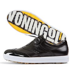 Bonin 男士天然牛皮防水口袋 Jet Lyrex Neowork 旋鈕組合休閒兩用高爾夫球鞋 SD011BK