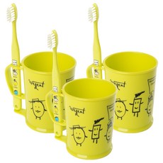 加寬兒童初中刷牙杯套組青檸 8-11 歲, 3組