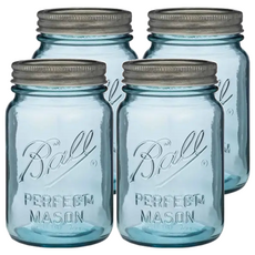 Ball 梅森 窄口珍藏水藍色玻璃罐 16oz Set 4入, 473ml, 1組