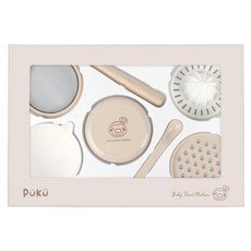 PUKU 藍色企鵝 幼兒離乳研磨器, 蓋子 + 圓孔研磨板 + 榨汁器 + 湯匙 + 鹽魔搗碗 + 過濾篩網 + 研磨木棒, 1組, 顏色隨機