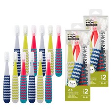 케이맘 키즈 칫솔 2단계, 캔디핑크 + 스트라이크그레이 + 애플라임, 6개입, 2세트