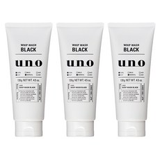 uno 男士炭粉淨油泡沫洗面乳, 130g, 3條