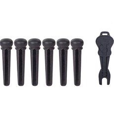 Coname 高級吉他琴橋栓 黑色 6入 + 琴橋栓拔除器套組, 1套