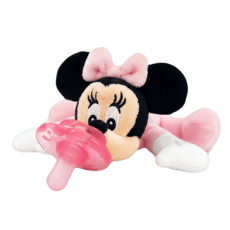 nookums 迪士尼系列寶寶可愛造型安撫奶嘴玩偶 附贈仿母乳實感型奶嘴 多功能矽膠套環 玩偶面料舒適不易掉毛 正版授權, 1歲以上, 米妮, 1個