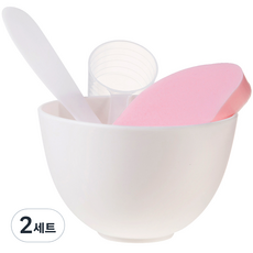 VITAHALO DIY敷臉面膜用具4件組 碗+量杯+刮刀 L號+海綿, 混色, 2套