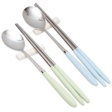 WILLIV AMOS 粉彩餐具組, 湯匙 + 筷子, 綠色 + 天藍色, 2套